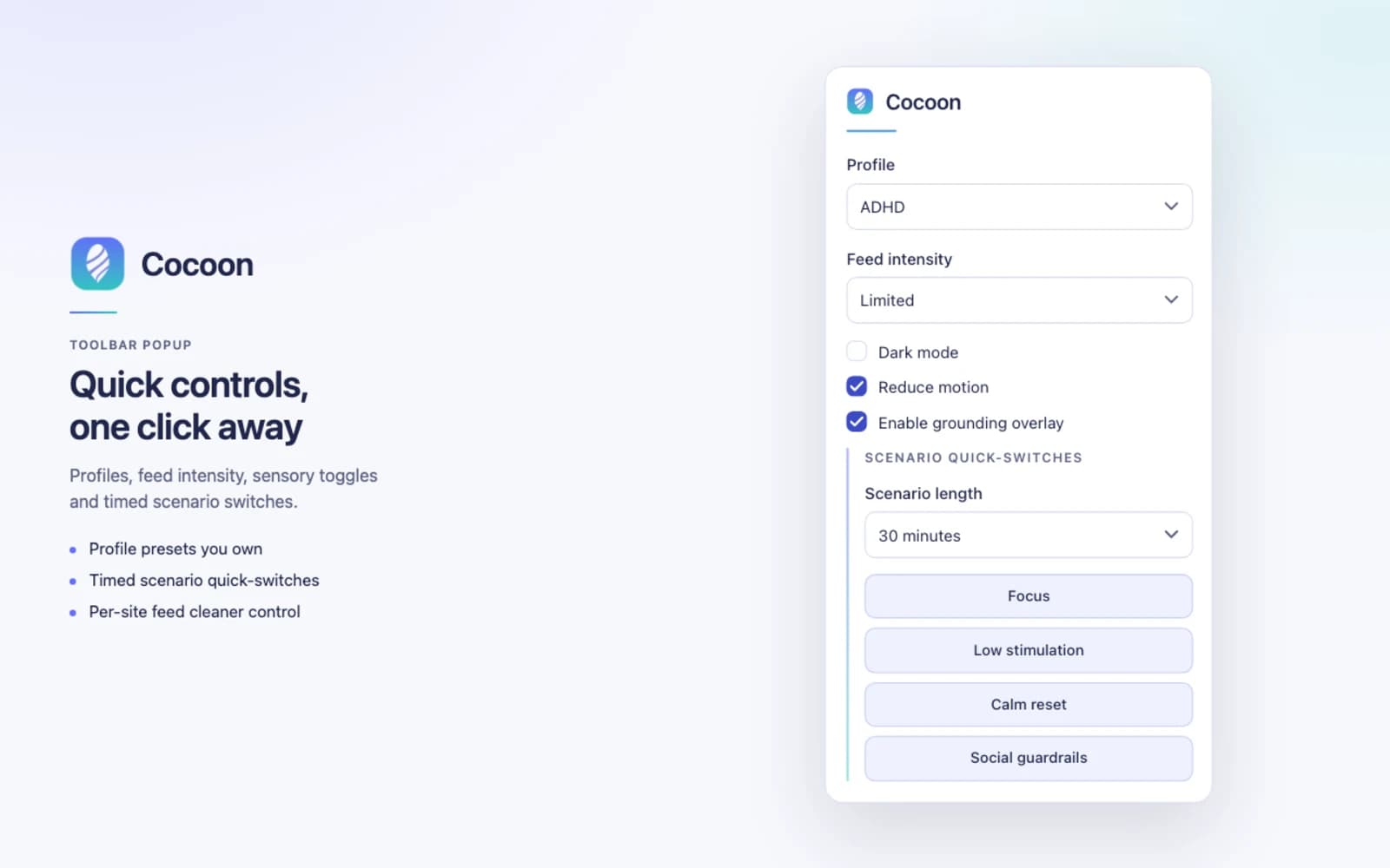 Cocoon: Lower the sensory load of the web preview